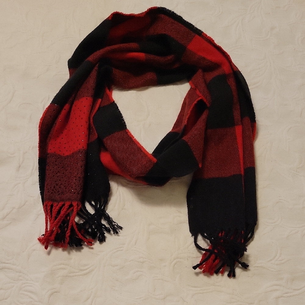 Victoria's Secret Red and Black Plaid Scarf